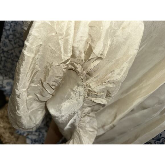 Massimo Dutti Women's Champagne 100 Silk Bubble Hem Midi Dress Evening Gown SZ M - Picture 9 of 12